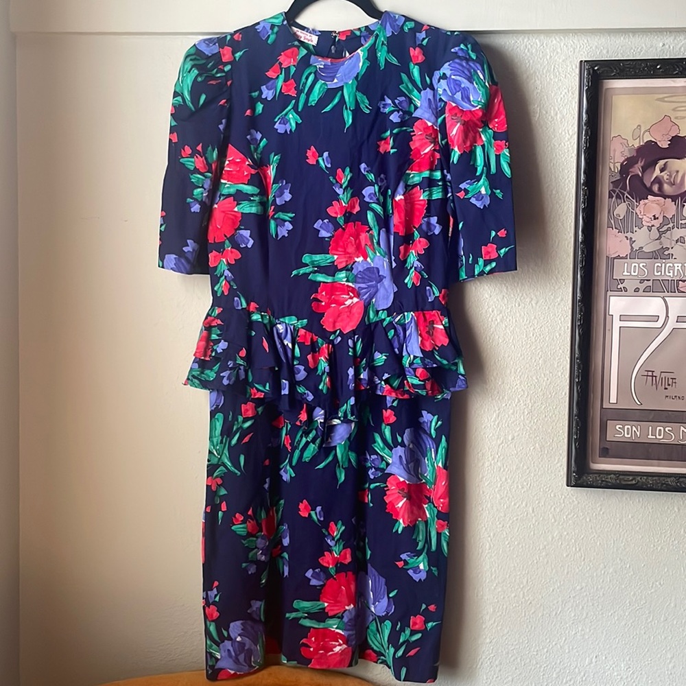 Vintage Angy Gayle short sleeve mini pinup style dress with ruffle detail